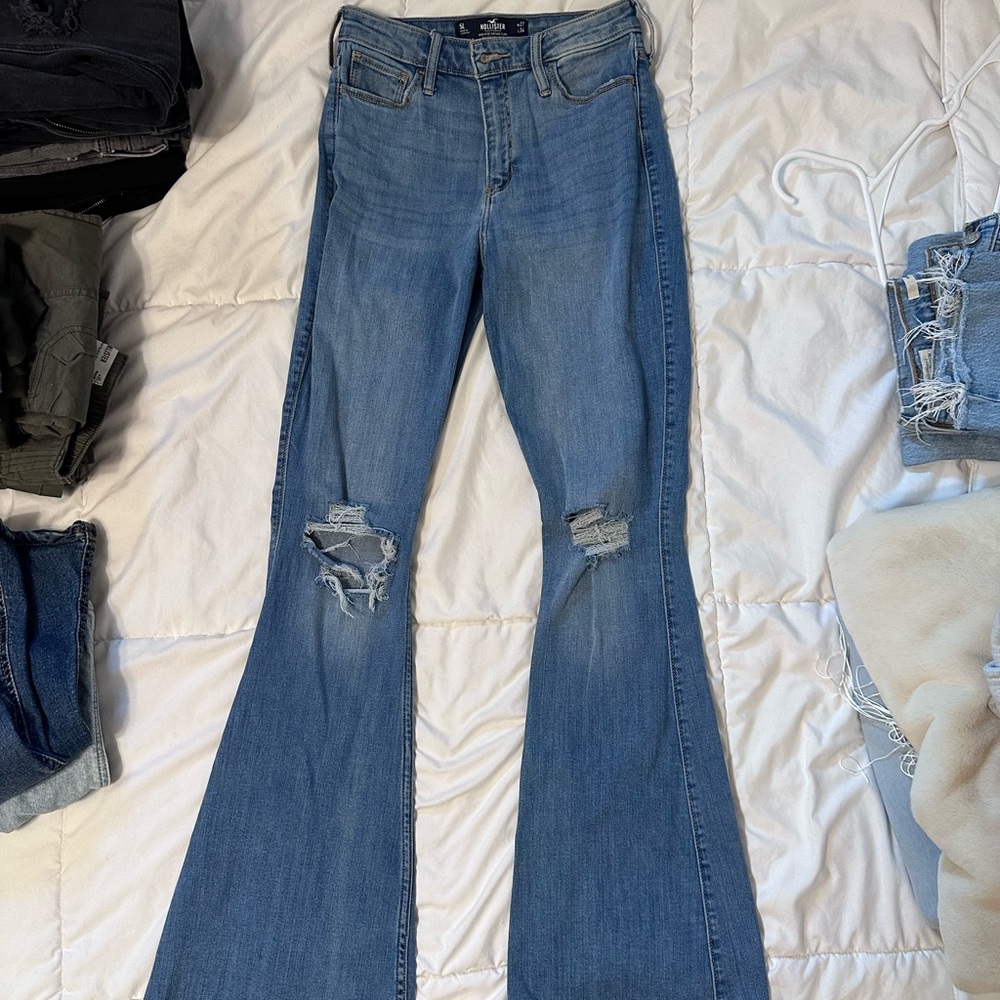 Hollister Light Blue Distressed Flare Jeans